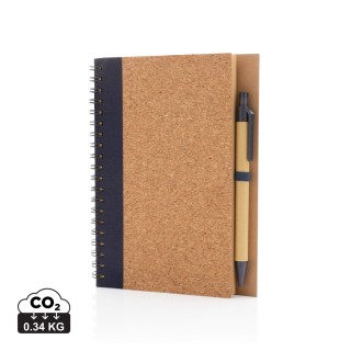 Cuaderno espiral de corcho con bolígrafo promocional